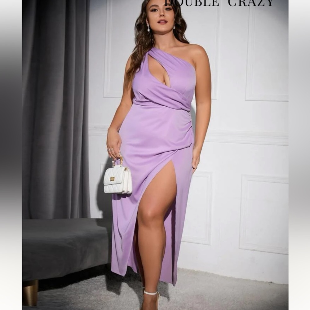 Shein Plus One Shoulder Cut Out Split Thigh Dress